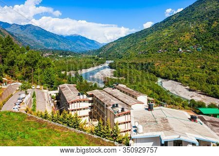 Apartment Buildings At The Beas River Valley Between Manali And Kullu Town, Himachal Pradesh State I