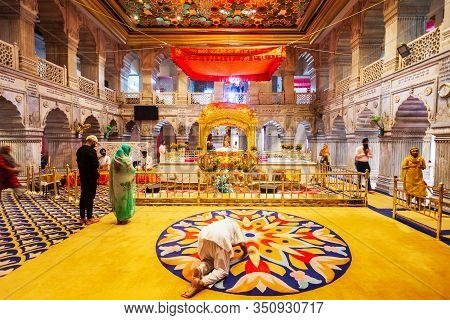 New Delhi, India - October 06, 2019: Gurudwara Sis Ganj Sahib Interior, One Of The Nine Historical G