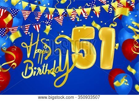 Happy Birthday 51th Anniversary Celebration Party Balloons Illustration