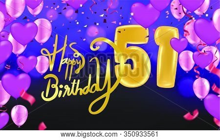 Happy Birthday 51th Anniversary Celebration Party Balloons Illustration