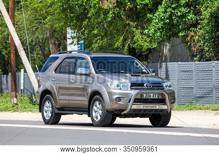 Maun, Botswana - February 9, 2020: 4x4 Vehicle Toyota Fortuner In The Town Street.