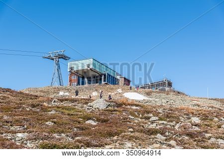 Cableway Station On Snezka Summit In Giant Mountains, Krkonose National Park, Czech Republic
