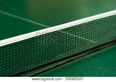Table Tennis Or Ping Pong Rackets And Balls On Table. Sport Concept.texture Of Green Wooden Table, E
