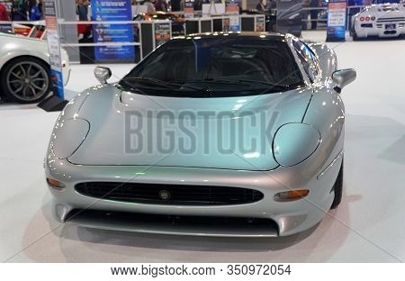 Philadelphia, Pennsylvania, U.s.a - February 9, 2020 -the Silver Jaguar Xj220 Supercar With 532 Hors