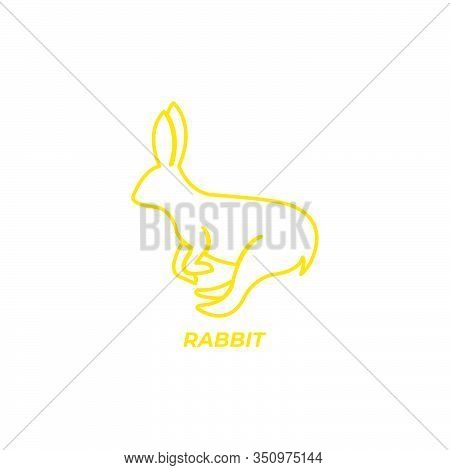 Orange Line Art Rabbit Logo Concept Simple