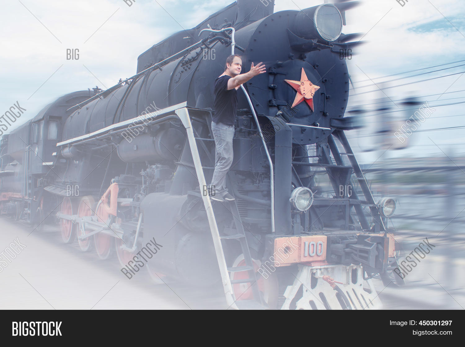 Steam Train Man On Image & Photo (Free Trial) Bigstock