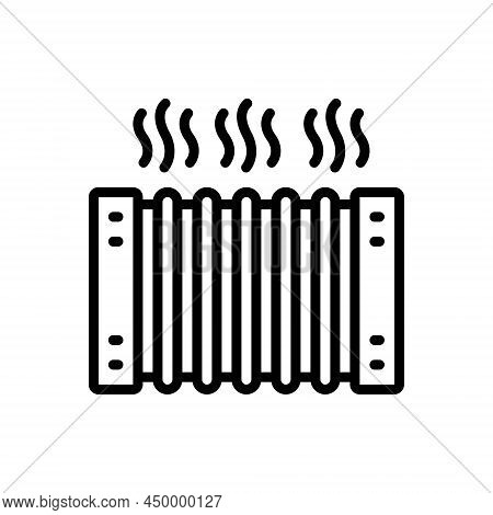 Black Line Icon For Heating Incendiary Burner Warming Thermal Temperature Boiler Heat