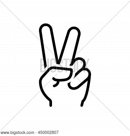 Black Line Icon For Twice Double Doubly Gesture Finger Victory Achievement Lucky Peace