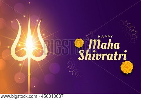 Maha Shivratri Background With Glowing Trishul Vector Illustration