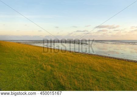 Evening Scenery At Pelworm, A Island In North Frisia, Germany