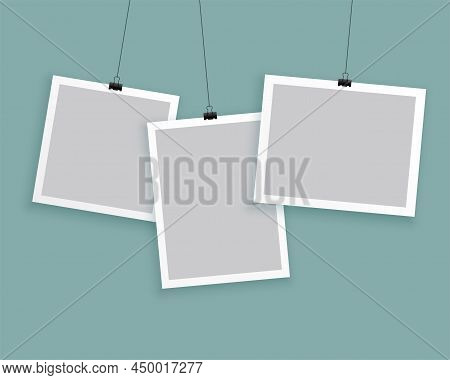 Hanging Photo Frames In Different Sizes Background
