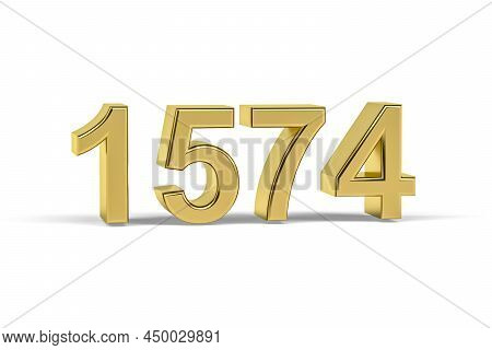 Golden 3d Number 1574 - Year 1574 Isolated On White Background - 3d Render