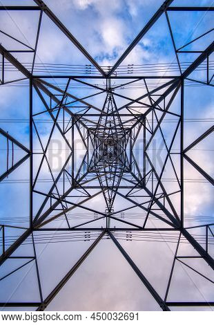 View Of The Inside Of An Electricity Pylon