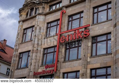 Wroclaw, Poland - February 19, 2022:  Feniks Shopping Centre In A Historical Building In Old Town Sq