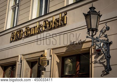 Wroclaw, Poland - February 19, 2022: Facade Of Pko Polish Bank Building In The Old Market Square. Ba