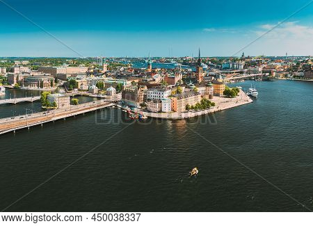 Stockholm, Sweden. Scenic View Of Stockholm Skyline At Sunny Summer Day. Famous Popular Destination 
