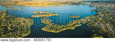 Lyepyel, Lepel Lake, Beloozerny District, Vitebsk Region. Aerial View Of Lyepyel Cityscape Skyline I