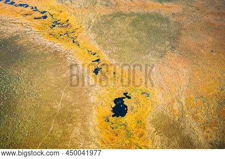 Miory District, Vitebsk Region, Belarus. The Yelnya Swamp. Upland And Transitional Bogs With Numerou