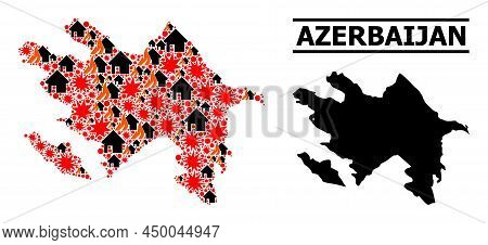 War Pattern Vector Map Of Azerbaijan. Geographic Composition Map Of Azerbaijan Is Designed From Scat