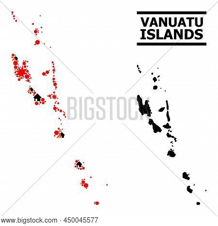 War Collage Vector Map Of Vanuatu Islands. Geographic Collage Map Of Vanuatu Islands Is Designed Fro