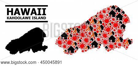 War Mosaic Vector Map Of Kahoolawe Island. Geographic Mosaic Map Of Kahoolawe Island Is Combined Fro