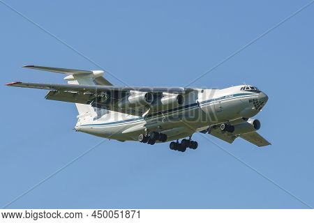 Saint Petersburg, Russia - May 29, 2021: Russian Heavy Military Transport Aircraft Il-76md (rf-76615