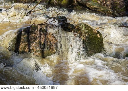 Mankinjoki Rapids In Spring, Espoonkartano Espoo, Finland