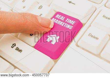 Inspiration Showing Sign Real Time Marketing. Concept Meaning Creating A Strategy Focused On Current