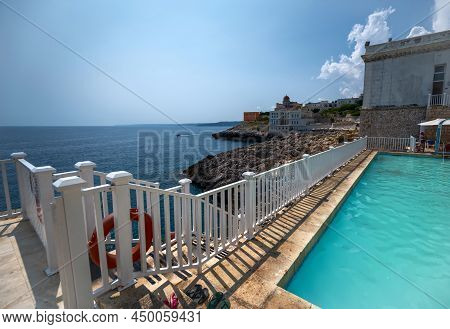 Santa Cesarea Terme, Salento, Puglia, Italy. Stunning Views Over The Coastal Town. Villa Sticchi Is 