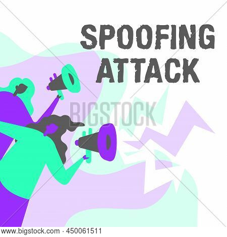 Inspiration Showing Sign Spoofing Attack. Word Written On Impersonation Of A User, Device Or Client 