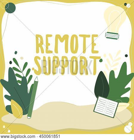 Writing Displaying Text Remote Support. Word Written On Help Endusers To Solve Computer Problems And