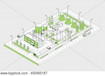 Modern Factory Concept. Modern Technologies For Environmental Protection. Factory And Manufactory, C