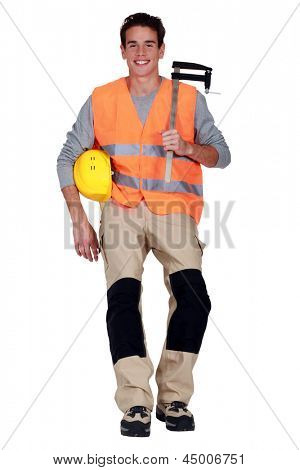 Arbeitnehmer mit einem F-Klemme