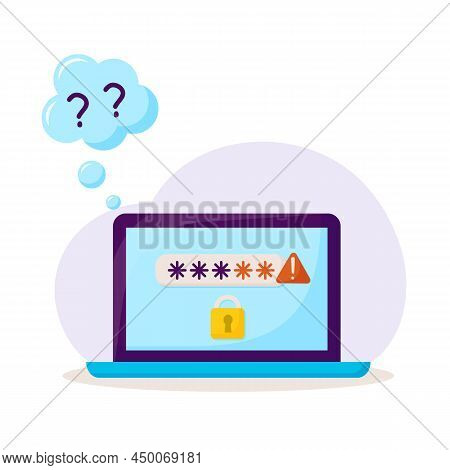 Login Page With Forgotten Password. Concept Of Forgotten Password, Key, Account Access, Blocked Acce