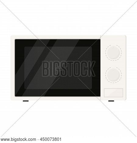 Microwave Isolated On White Background. Cooking Equipment, Electrical Appliances, Kitchen Technology