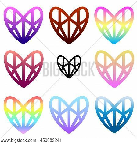 Simple Hand-drawn Flat Linear Hearts Icon Set