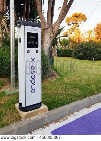 Jerez De La Frontera, Andalusia, Spain. 7th July 2021. Charging Point For Electric Vehicles Of The E