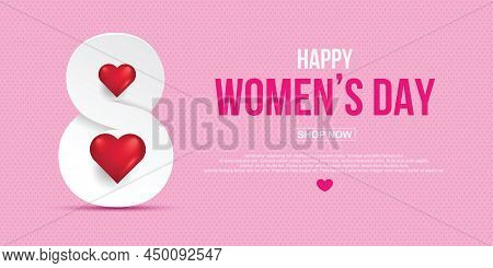 8 March International Women's Day. Happy Mother's Day. Holiday Background Number 8 March Paper Cut S