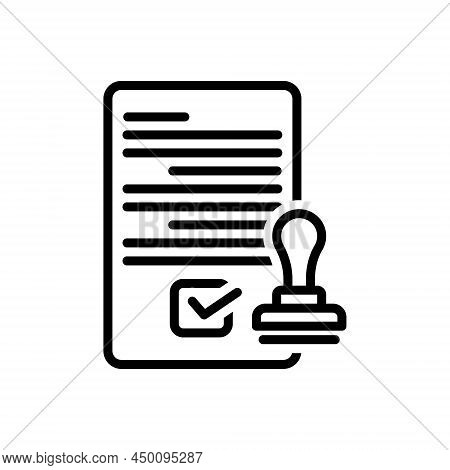 Black Line Icon For Permitted Acceptable Allowable Approved Authorized Licensed Permission Certifica
