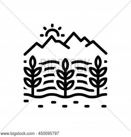 Black Line Icon For Yields Crop Harvest Farm Agricultural Farming Agrarian Predial Prolificacy