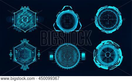 Hi-tech Fui On Aim Of Sniper Weapon Or Futuristic Game Target