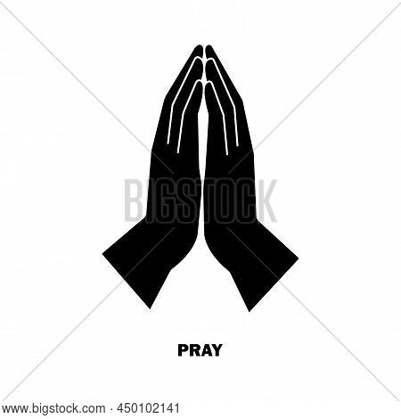 Flat Icon With Hands Prayer. Peace Symbol. Faith Concept. Vector Illustration. Stock Image.