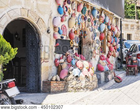 Clay Pots And Souvenir At Avanis Market. Turkey.