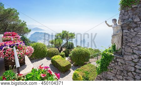 View From Mount Solaro Of Capri Island, Italy, Web Banner Format
