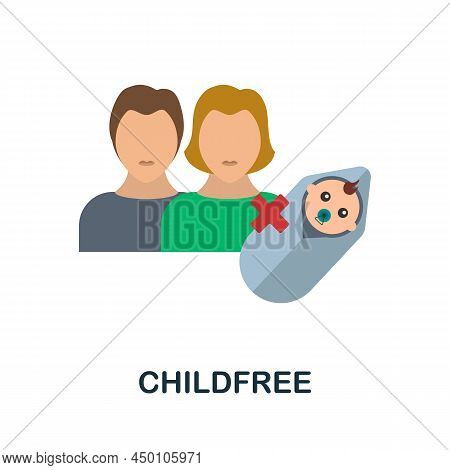Childfree Flat Icon. Colored Element Sign From Family Collection. Flat Childfree Icon Sign For Web D
