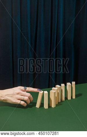 The Path Of Wooden Blocks, Concept Of Balance, Balance, Life Harmony, Self-destruction. Mental Healt