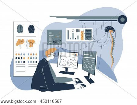 Research In Laboratory, Doctor Looking At Scans