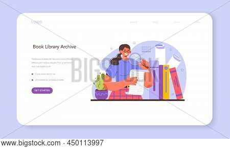 Archivist Web Banner Or Landing Page. Archive Administrator Managing