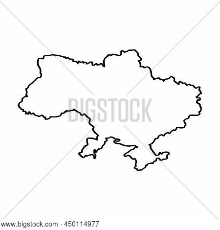 Vector High Quality Map Of Ukraine - Simple Hand Made Line Drawing Map. Stop War, Save Ukraine Vecto
