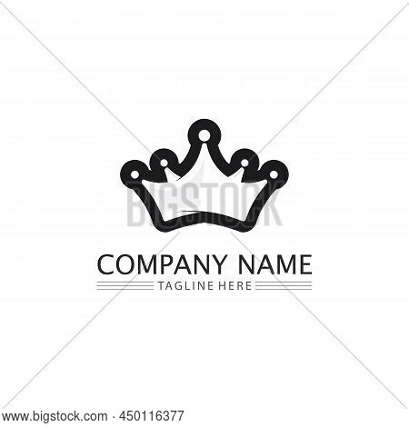 Crown Logo King Logo Queen Logo, Princess, Template Vector Icon Illustration Design Imperial, Royal,